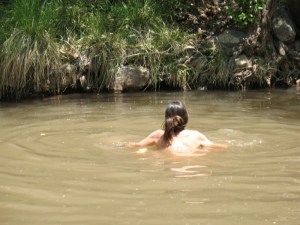 DF Sits on her Noodle